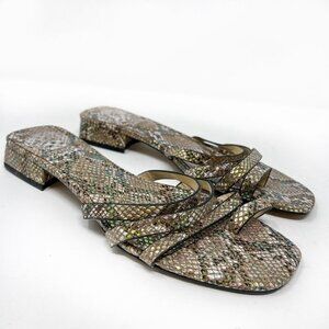 Vince Camuto Size 7.5 Grenda Square Toe Snake-Embossed Texture 1” Heel Sandals